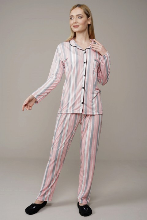 Women's Line Pattern Pajamas Set 100325720
