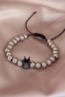 Bracelet - Steel Crown Model Silver Handmade Men's Bracelet 100319168 - Turkey