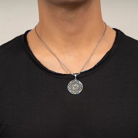 Necklace - Seal of Solomon Embroidered Seljuk Star Silver Necklace 100349496 - Turkey