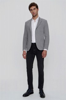 Men's Gray Vega Knitted Slim Fit Slim Fit Bag Pocket Jacket 100350941