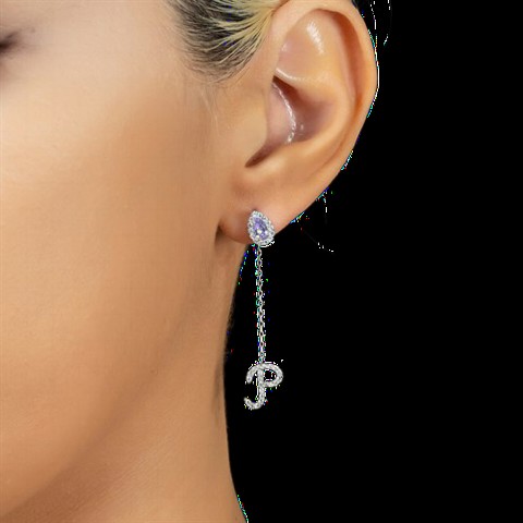 Earrings - حلق فضة بحجر بخت شهر يونيو من  100350164 - Turkey