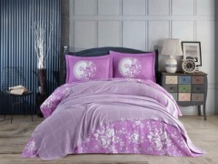 Bedding - Dowry Rainbow Embroidered Pique Set Purple 100332493 - Turkey
