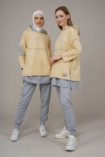 Pajamas - Women's Hooded Reverse Stitched Tracksuit 100325833 - Turkey