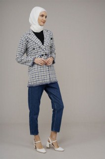 Outwear - Women's Crow's Foot Patterned Jacket 100325679 - Turkey
