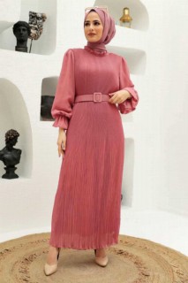 Clothes - Dusty Rose Hijab Dress 100339660 - Turkey