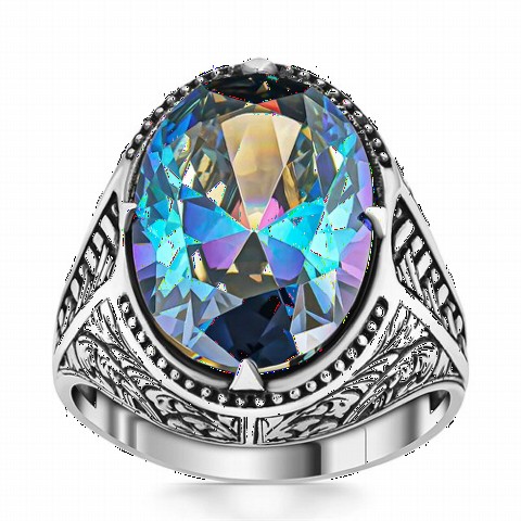 Special Design Mystic Topaz Stone Silver Ring 100350391