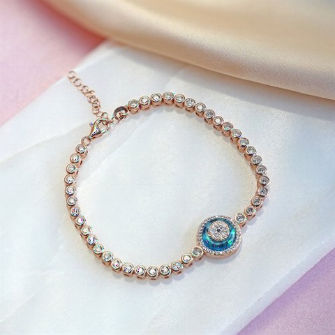 Jewelry & Watches - Evil Eye Women's Silver Bracelet with Turquoise Stone Rose 100347385 - Turkey