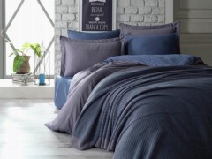 Bedding - Tuana Cotton Satin Duvet Cover Set Blue 100331472 - Turkey