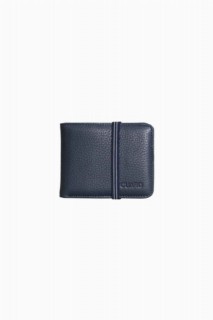 Elastic Sport Genuine Leather Navy Blue Wallet 100346314