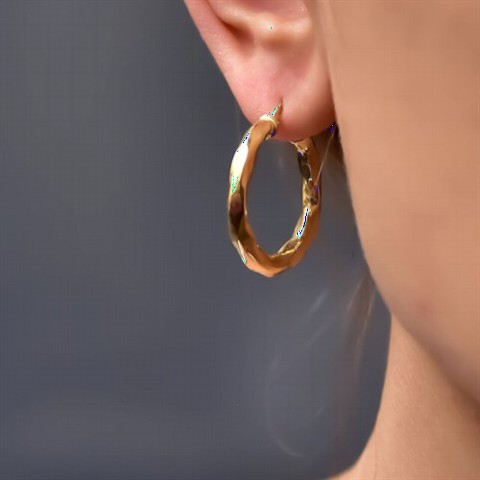 Earrings - Corner Patterned Ring Silver Earrings 100349987 - Turkey