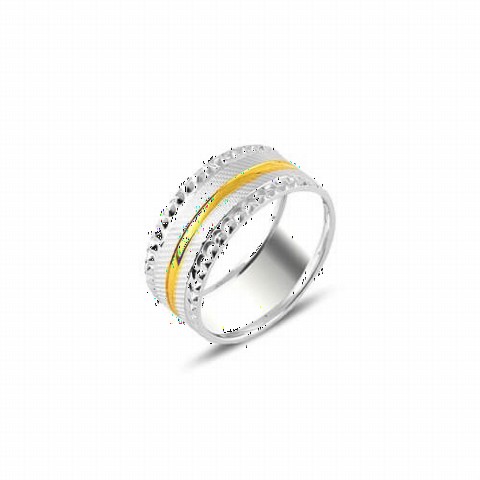 Men - 14K Gold Plated Sterling Silver Wedding Ring 100347020 - Turkey