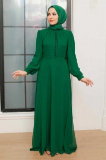 Clothes - Green Hijab Dress 100340807 - Turkey