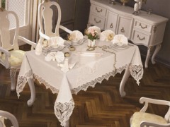 Table Cover Set - Rosenherz Tischdecke 26 Stück Creme 100260104 - Turkey