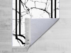 Non-Slip Base Digital Print Velvet Carpet Linear Stone White 150x220 Cm 100260389