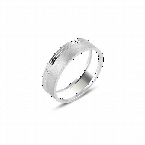 Plain Striped Silver Wedding Ring 100347048