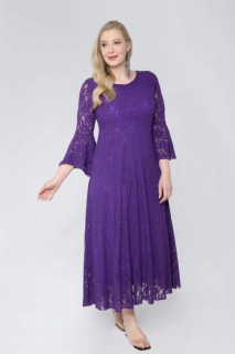 Plus Size Full Lace Dress With Ruffled Sleeves 100276645