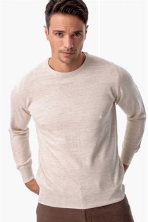 Men's Beige Dynamic Fit Basic Crew Neck Knitwear Sweater 100345077