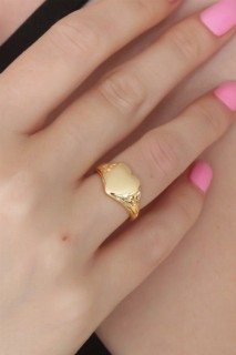 Rings - Gold Color Heart Figure Women Ring 100327641 - Turkey