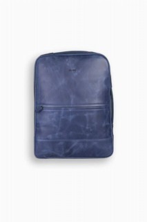 Leather - حقيبة ظهر جارد رفيعة من الجلد الطبيعي باللون الأزرق الداكن وحقيبة يد عتيقة 100346331 - Turkey