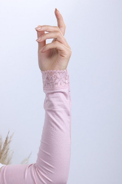Sleeves Hand - Lacy Sleeves Powder Pink 100294111 - Turkey