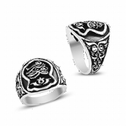 Silver Rings 925 - Simple Model Nal-i Şerif Symbol Sterling Silver Men's Ring 100348625 - Turkey