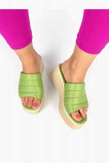 Heels & Courts - Pauline Pistachio Green Wedge Heel Slippers 100344316 - Turkey
