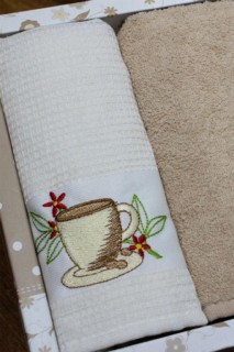 Land of Dowry Cross-stitch Embroidered Double Kitchen Napkin Brown 100331479