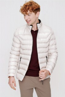 Men Clothing - Men's White Edmonton Dynamic Fit Casual Fit Zippered Quilted Coat 100350690 - Turkey