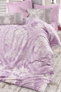 Madam Lili 100% Cotton Double Duvet Cover Set Lilac 100257695