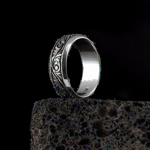 7mm Erzurum Pen Embroidered Silver Wedding Ring 100349779