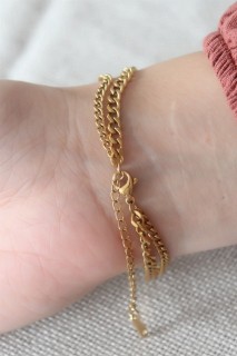 Gold Color Pearl Double Steel Women's Bracelet 100327991
