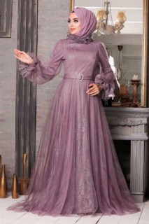 Wedding & Evening - Robe de soirée lila hijab 100334582 - Turkey