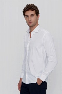 Men's White Alameda Cotton Satin Slim Fit Slim Fit Shirt 100351027