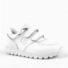 Sport-Sneaker - Echtes Leder anatomische weiße Sportschuhe mit Klettverschluss für Mädchen 100278830 - Turkey