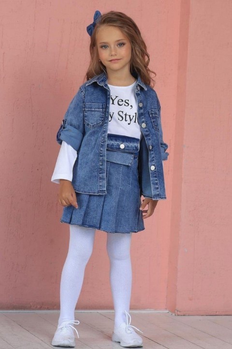 Kids - Girl Boy My Style Denim Jeans Skirt Suit 100326855 - Turkey