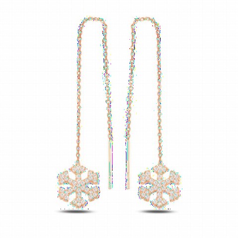 jewelry - Snowflake Stone Dangle Sterling Silver Earrings Rose 100346710 - Turkey