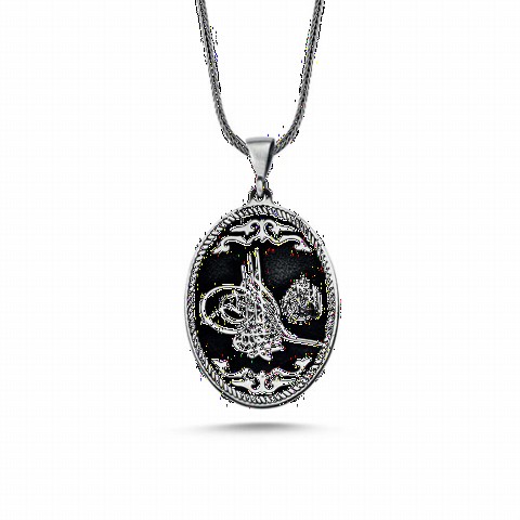 Ottoman Tugra Motif Silver Necklace 100348252