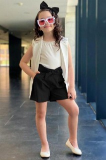Kids - Girl Boyfriend Vest Black Shorts Set 100326800 - Turkey