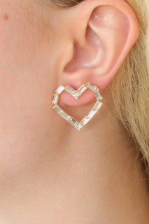Jewelry & Watches - Gold Color Heart Model Zircon Stone Women's Earrings 100328094 - Turkey
