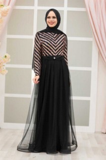 Evening & Party Dresses - Black Hijab Evening Dress 100337472 - Turkey