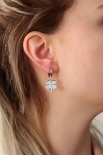 Steel Silver Color Clover Earrings 100319832