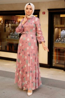 Woman Clothing - Dusty Rose Hijab Dress 100344991 - Turkey