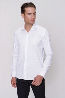 Men's White Compact Slim Fit Slim Fit Plain 100% Cotton Satin Shirt 100351323