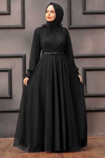 Wedding & Evening - Black Hijab Evening Dress 100337625 - Turkey