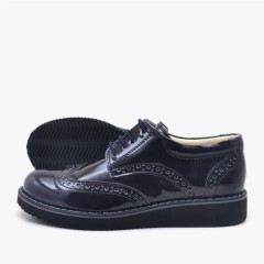 Hidra Patent Leather Navy Blue Classic Shoes for Boys 100278521
