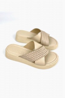Mary Beige Leather Slippers 100344366