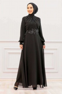 Wedding & Evening - Schwarzes Hijab-Abendkleid 100336713 - Turkey