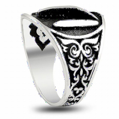 mix - Kayı Length Crest and Motif Sterling Silver Men's Ring 100348570 - Turkey
