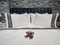 Duvet Cover Sets - Dowry Land Koba Parure de lit en satin de coton Crème Anthracite 100331860 - Turkey