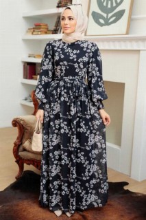 Woman Clothing - Dark Navy Blue Hijab Dress 100341091 - Turkey